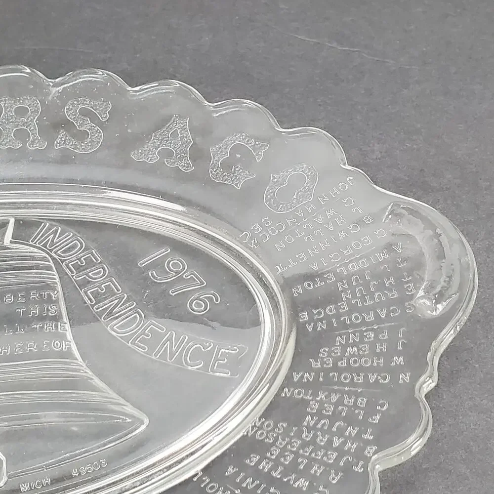 Declaration‎ of Independence 200 Years Ago Clear Glass Platter